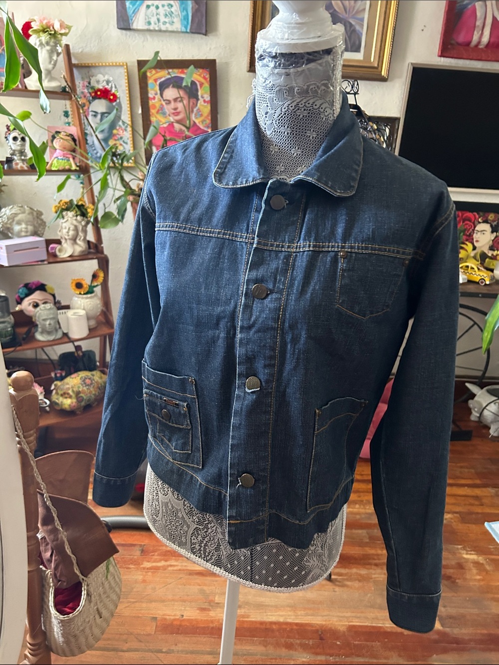 Fossil Dark Indigo Denim Jacket with Button Front